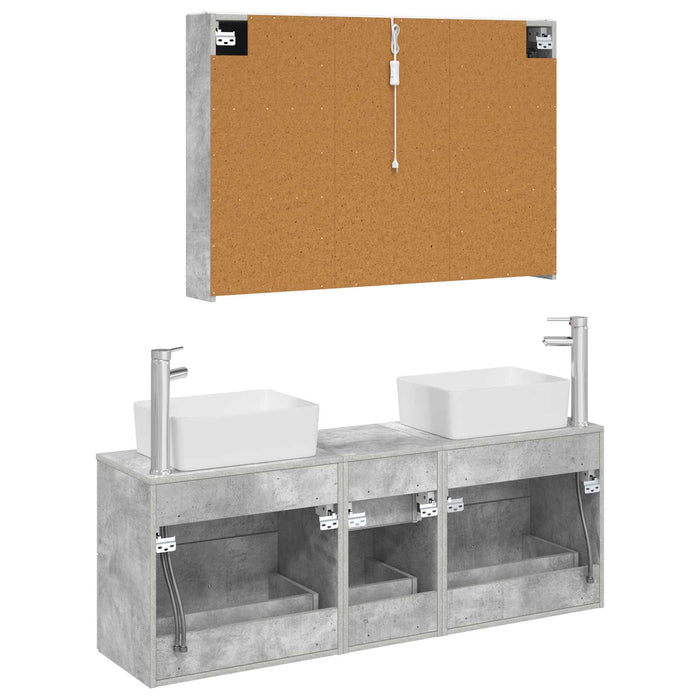 Set de mobilier pentru baie 4 pcs Gri Beton WALTI
