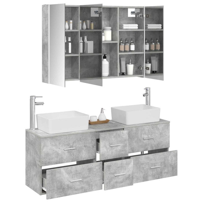 Set de mobilier pentru baie 4 pcs Gri Beton WALTI