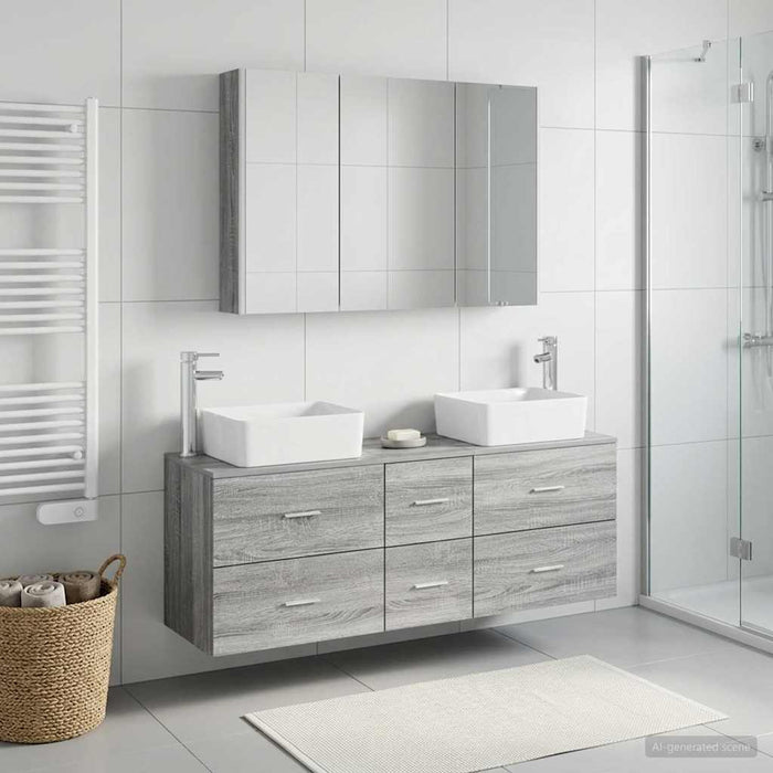Set de mobilier pentru baie 4 buc. Sonoma gri WALTI