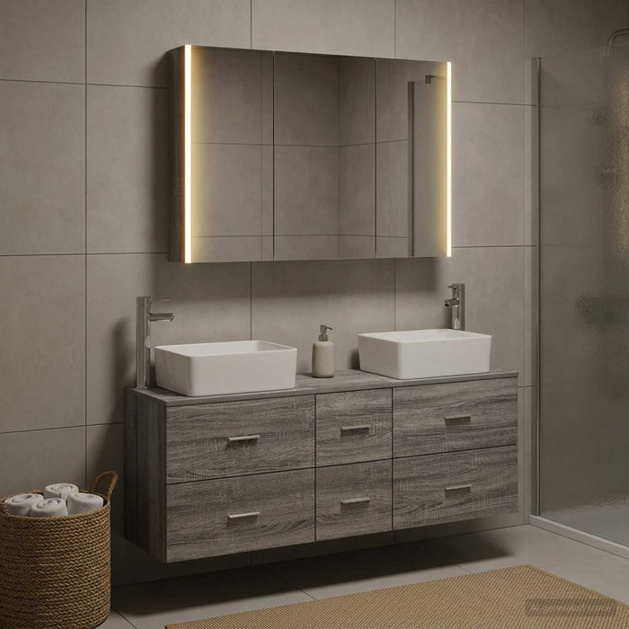 Set de mobilier pentru baie 4 buc. Sonoma gri WALTI