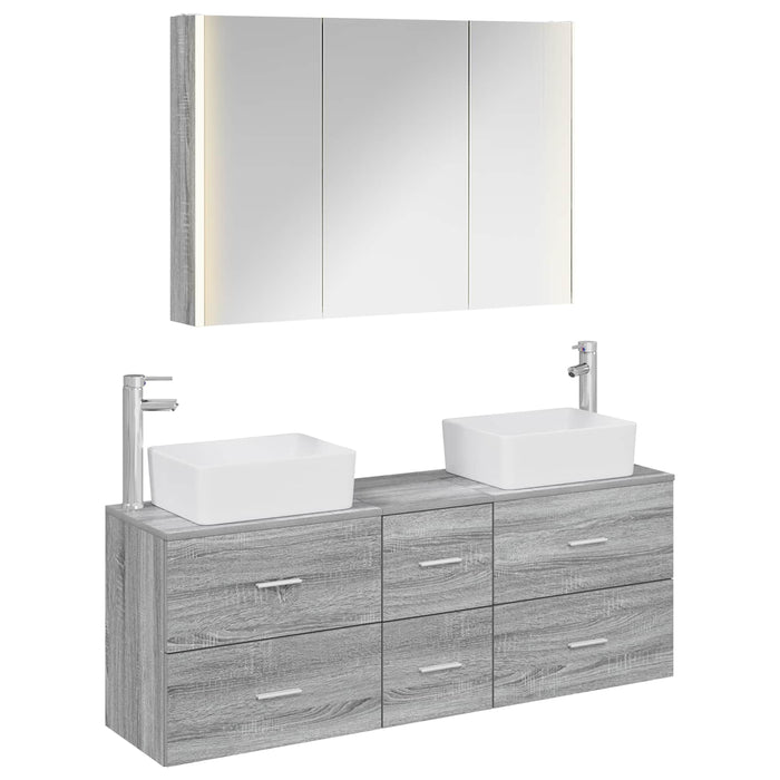 Set de mobilier pentru baie 4 pcs Sonoma gri WALTI