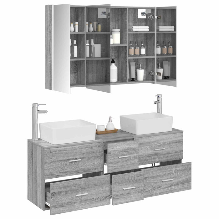 Set de mobilier pentru baie 4 pcs Sonoma gri WALTI