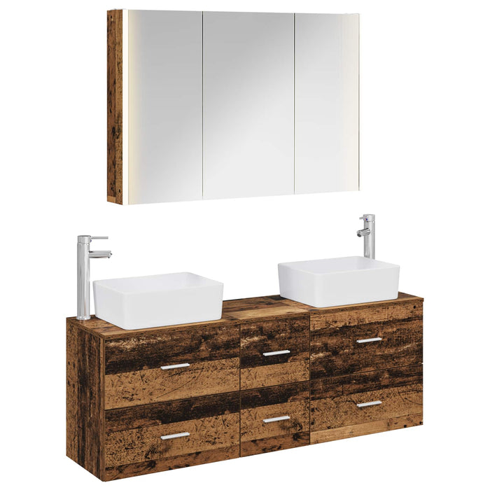 Set de mobilier pentru baie 4 pcs Lemn vechi WALTI