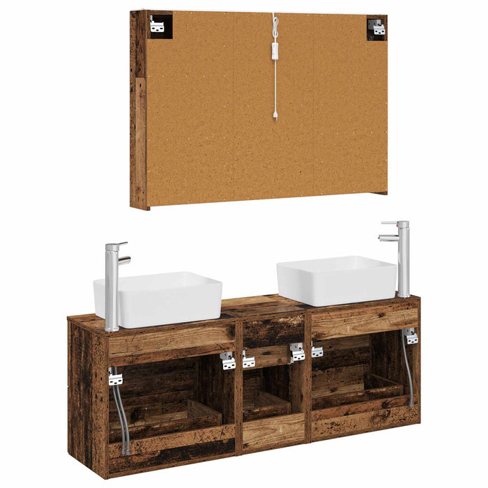 Set de mobilier pentru baie 4 pcs Lemn vechi WALTI