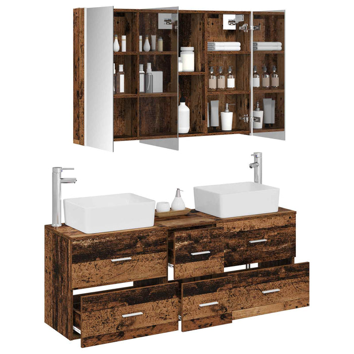 Set de mobilier pentru baie 4 pcs Lemn vechi WALTI