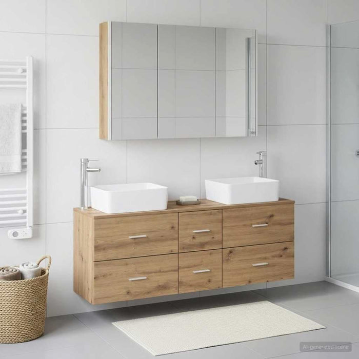 Set de mobilier pentru baie 4 buc. Stejar Artizanal WALTI