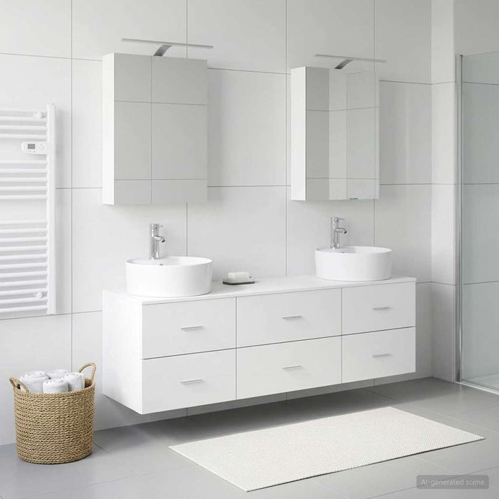 Set de mobilier pentru baie 5 buc. Alb Lemn prelucrat și sticlă WALTI