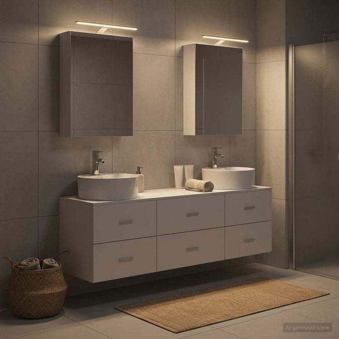 Set de mobilier pentru baie 5 buc. Alb Lemn prelucrat și sticlă WALTI