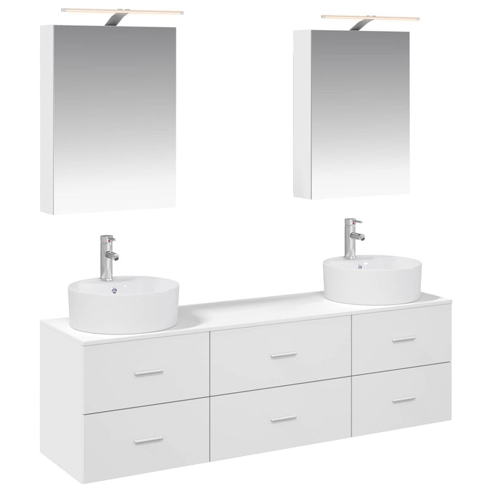 Set de mobilier pentru baie 5 pcs Alb Lemn prelucrat și sticlă WALTI