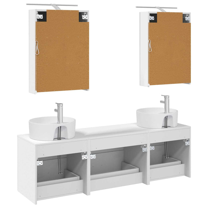 Set de mobilier pentru baie 5 pcs Alb Lemn prelucrat și sticlă WALTI