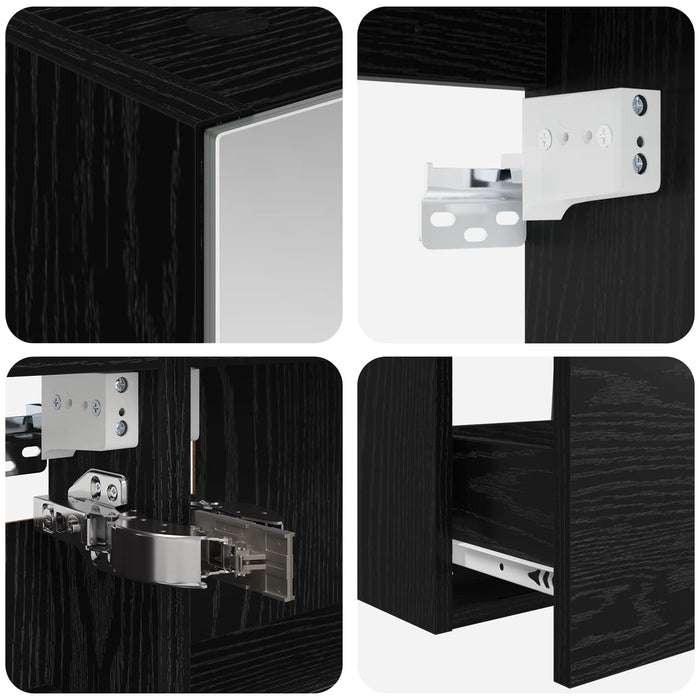 Set de mobilier pentru baie 5 pcs Stejar Negru WALTI