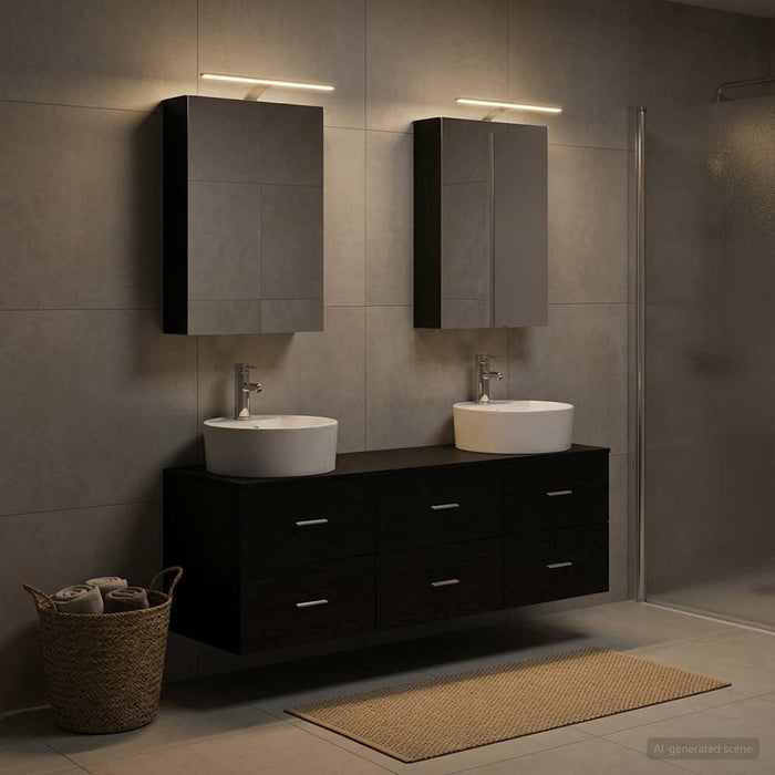 Set de mobilier pentru baie 5 buc. Stejar Negru - WALTI WALTI