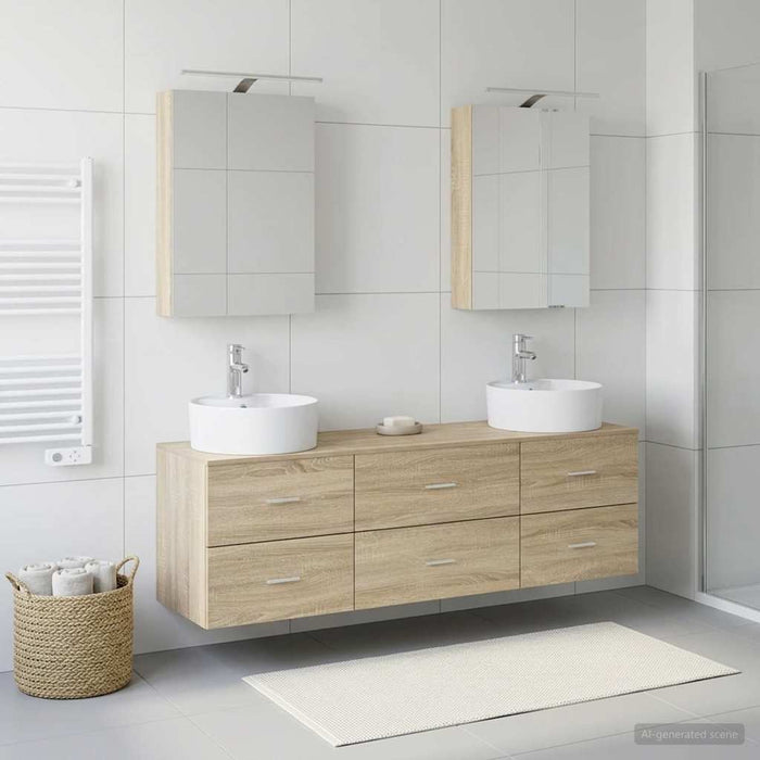 Set de mobilier pentru baie 5 pcs Stejar Sonoma WALTI