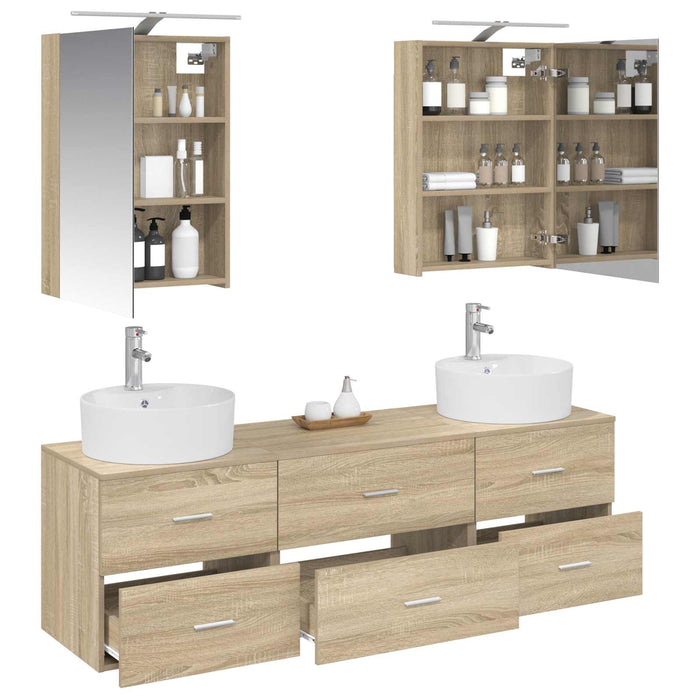Set de mobilier pentru baie 5 pcs Stejar Sonoma WALTI
