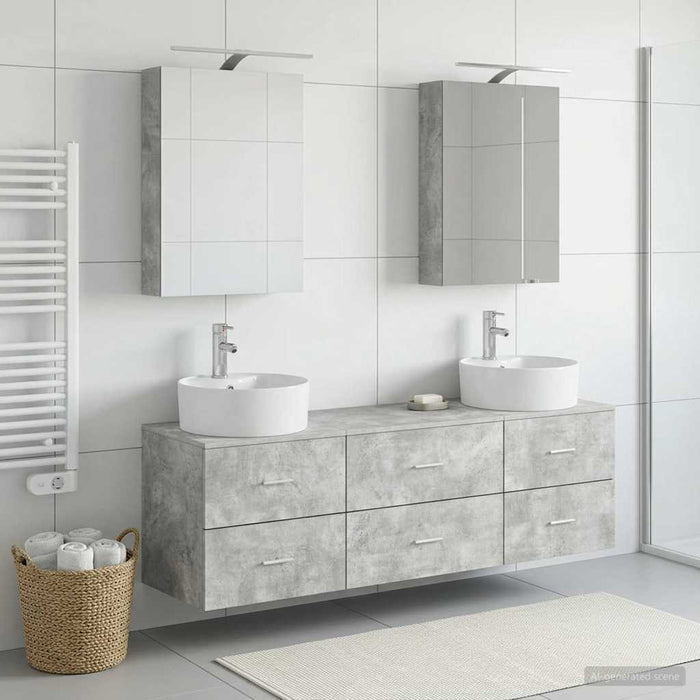 Set de mobilier pentru baie 5 buc. Gri Beton WALTI