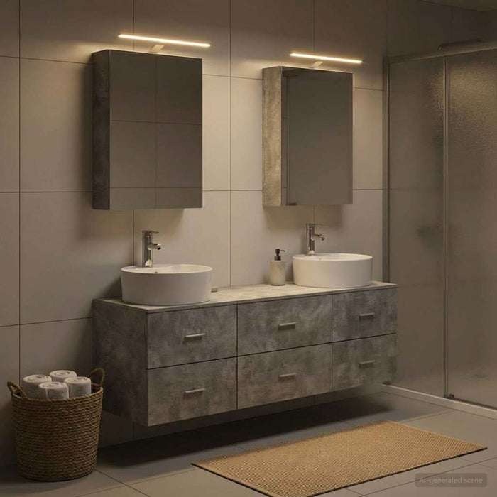 Set de mobilier pentru baie 5 buc. Gri Beton WALTI