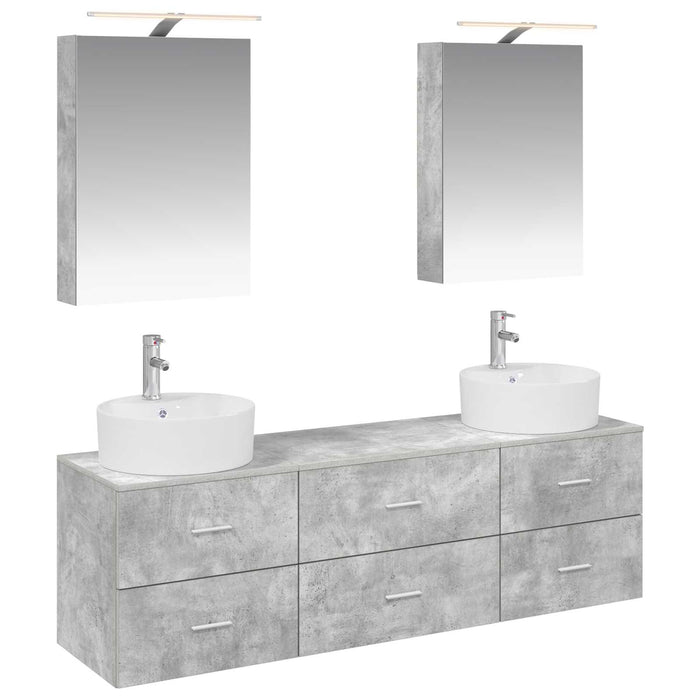 Set de mobilier pentru baie 5 pcs Gri Beton WALTI