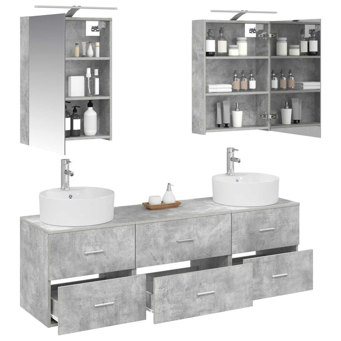 Set de mobilier pentru baie 5 pcs Gri Beton WALTI