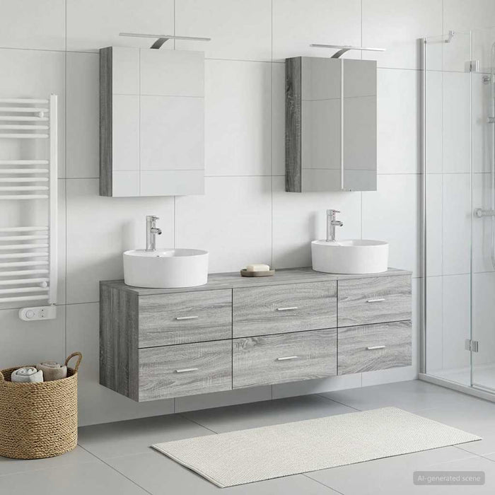 Set de mobilier pentru baie 5 buc. Sonoma gri - WALTI WALTI