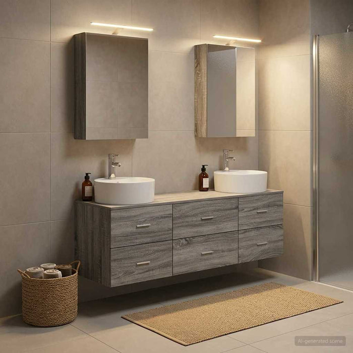 Set de mobilier pentru baie 5 buc. Sonoma gri - WALTI WALTI