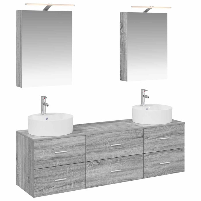 Set de mobilier pentru baie 5 pcs Sonoma gri WALTI