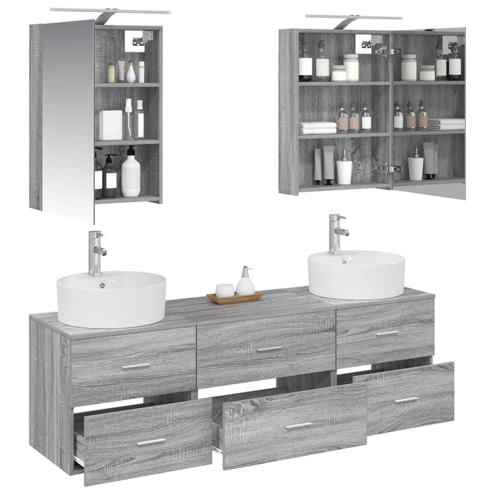 Set de mobilier pentru baie 5 pcs Sonoma gri WALTI