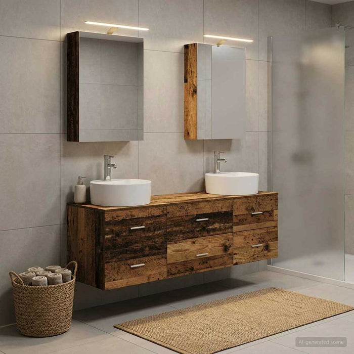 Set de mobilier pentru baie 5 buc. Lemn vechi WALTI