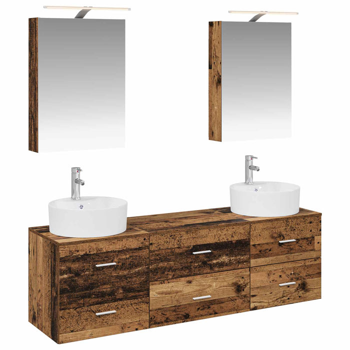 Set de mobilier pentru baie 5 pcs Lemn vechi WALTI