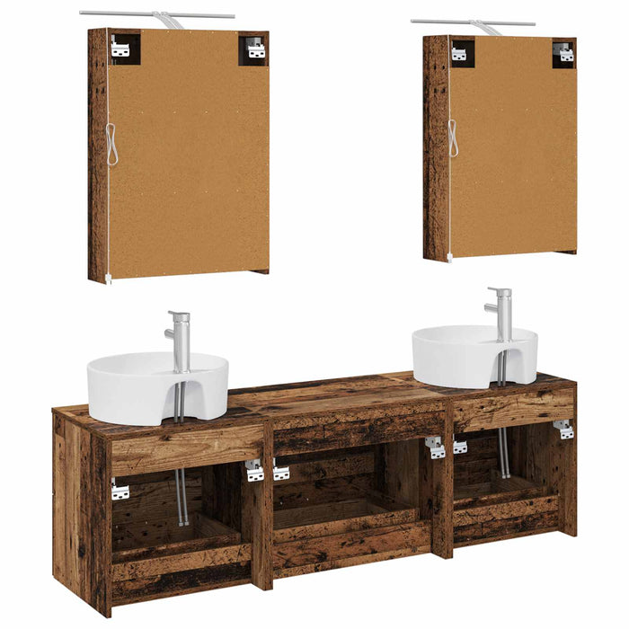 Set de mobilier pentru baie 5 pcs Lemn vechi WALTI