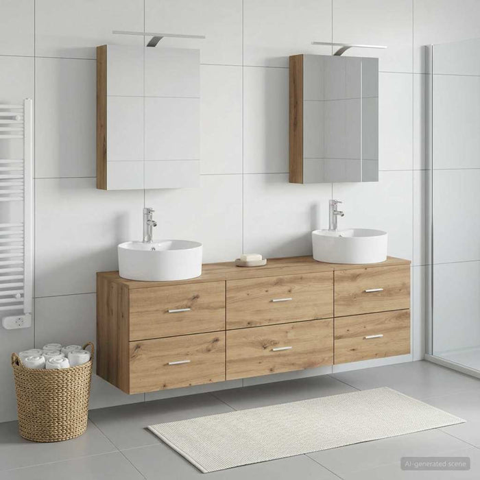 Set de mobilier pentru baie 5 buc. Stejar Artizanal - WALTI WALTI