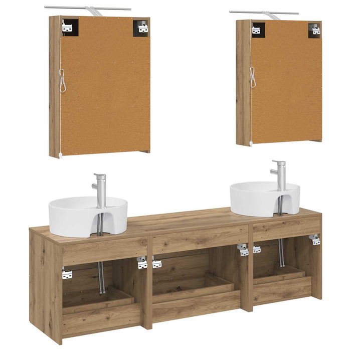 Set de mobilier pentru baie 5 pcs Stejar Artizanal WALTI