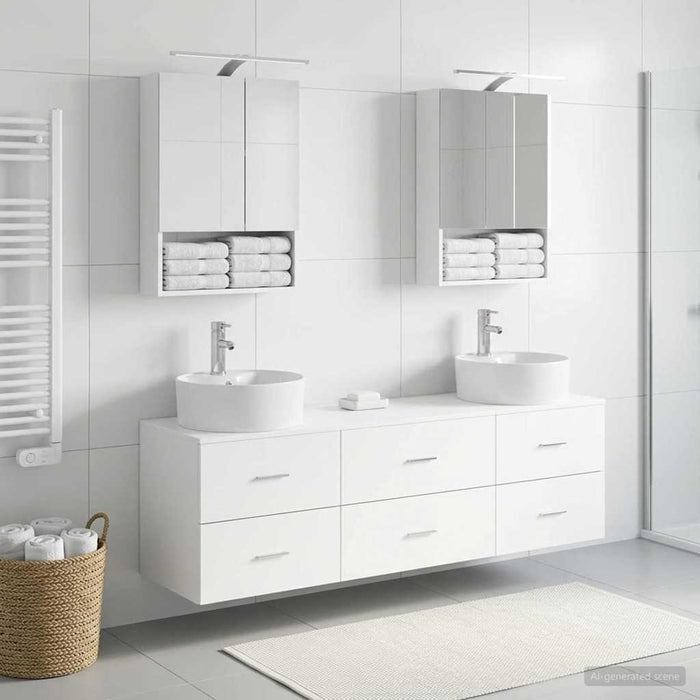 Set de mobilier pentru baie 5 pcs Alb Lemn prelucrat și sticlă WALTI