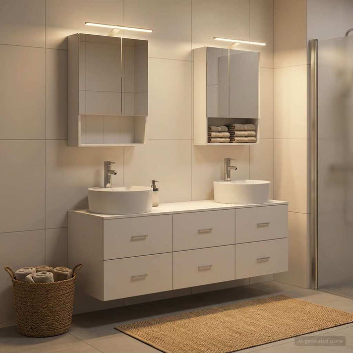 Set de mobilier pentru baie 5 buc. Alb Lemn prelucrat și sticlă WALTI