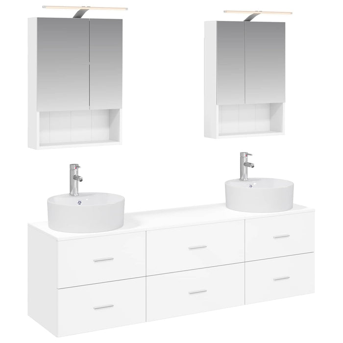 Set de mobilier pentru baie 5 pcs Alb Lemn prelucrat și sticlă WALTI