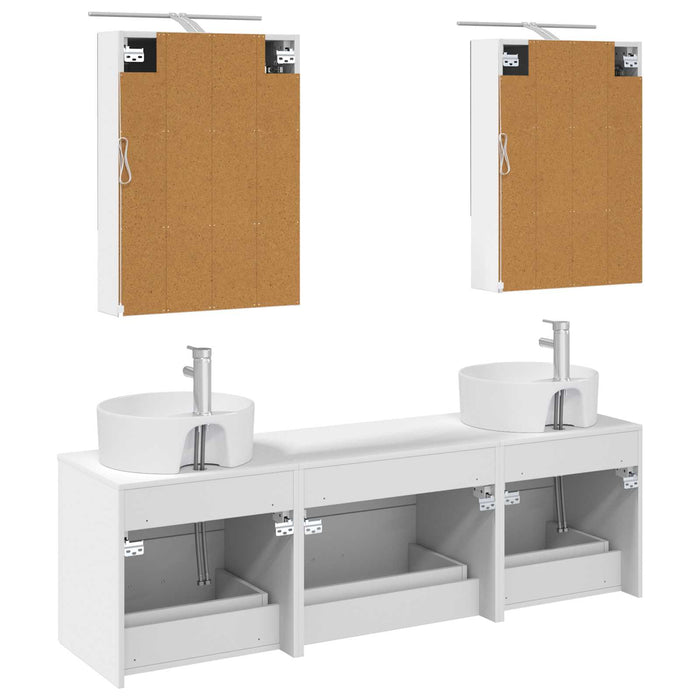 Set de mobilier pentru baie 5 pcs Alb Lemn prelucrat și sticlă WALTI