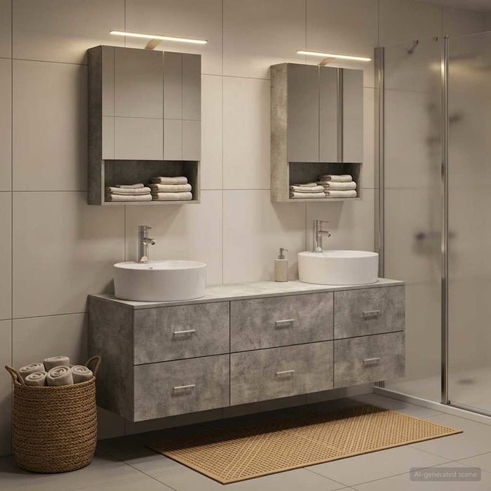 Set de mobilier pentru baie 5 pcs Gri Beton WALTI