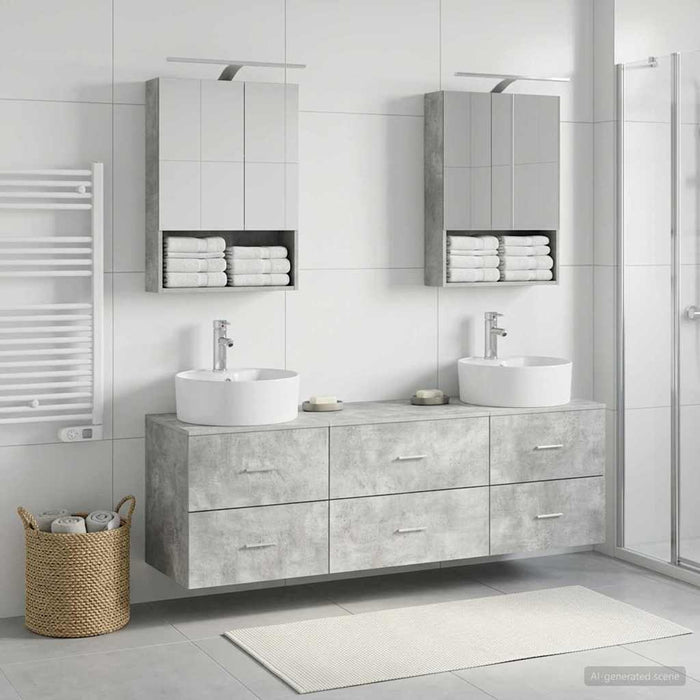 Set de mobilier pentru baie 5 pcs Gri Beton WALTI