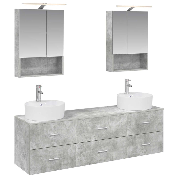 Set de mobilier pentru baie 5 pcs Gri Beton WALTI