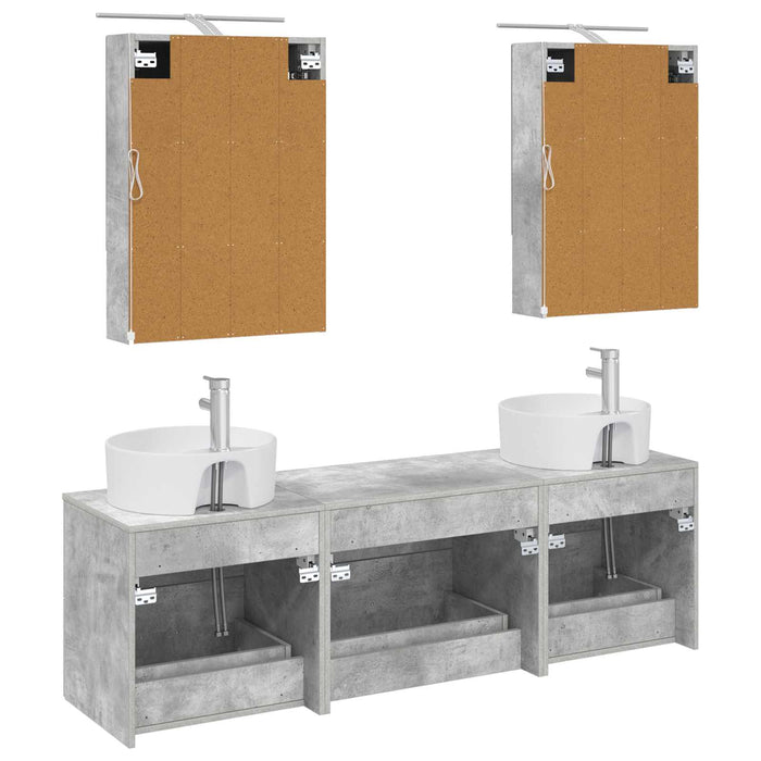 Set de mobilier pentru baie 5 pcs Gri Beton WALTI