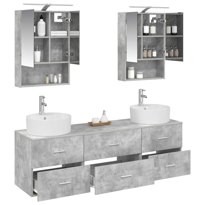 Set de mobilier pentru baie 5 pcs Gri Beton WALTI