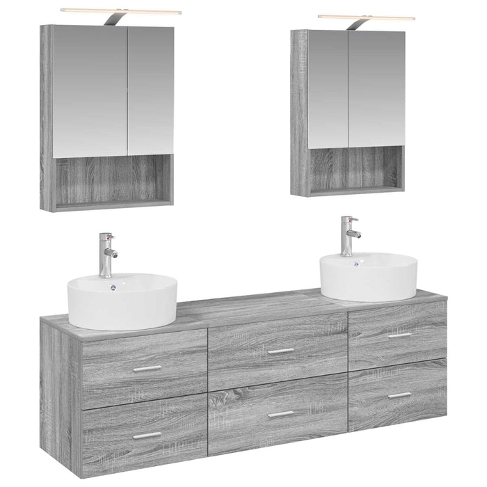 Set de mobilier pentru baie 5 pcs Sonoma gri WALTI
