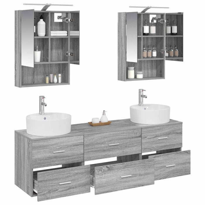 Set de mobilier pentru baie 5 pcs Sonoma gri WALTI