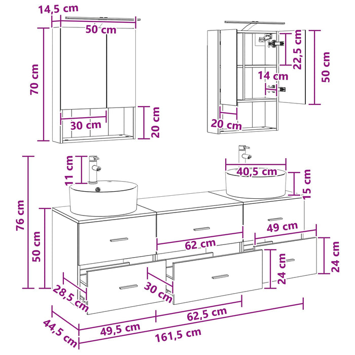 Set de mobilier pentru baie 5 pcs Sonoma gri WALTI