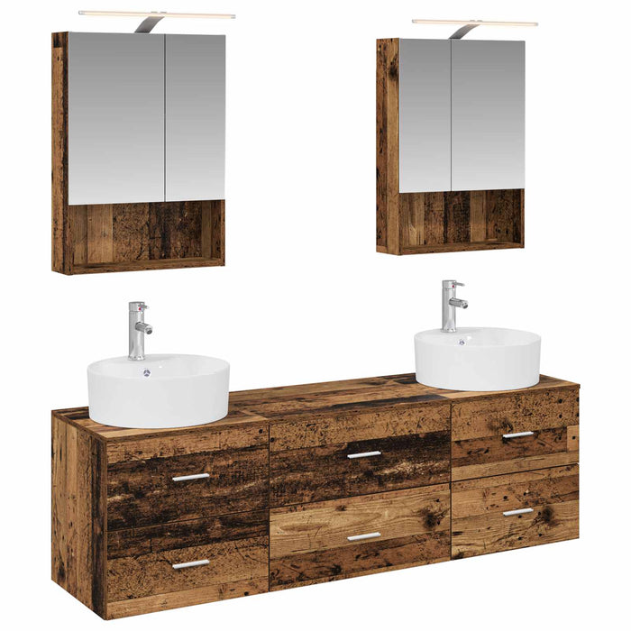 Set de mobilier pentru baie 5 pcs Lemn vechi WALTI