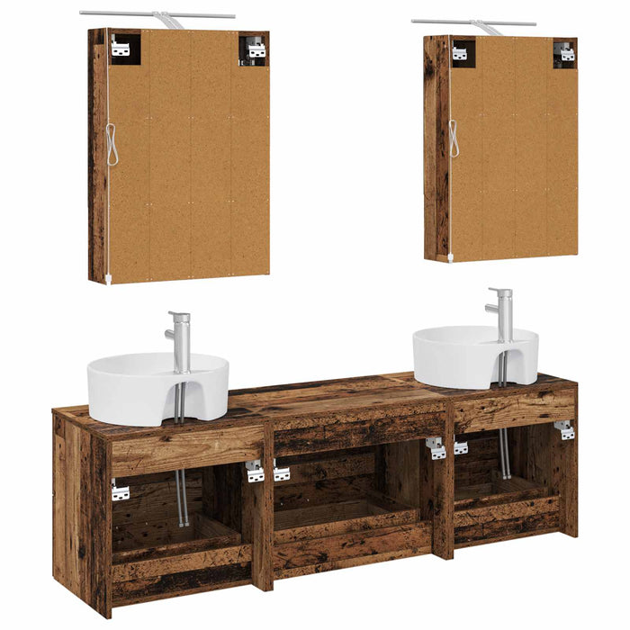 Set de mobilier pentru baie 5 pcs Lemn vechi WALTI