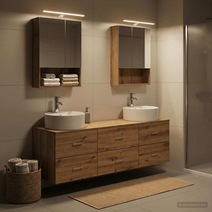 Set de mobilier pentru baie 5 buc. Stejar Artizanal WALTI