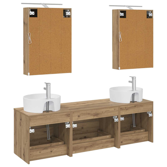 Set de mobilier pentru baie 5 pcs Stejar Artizanal WALTI
