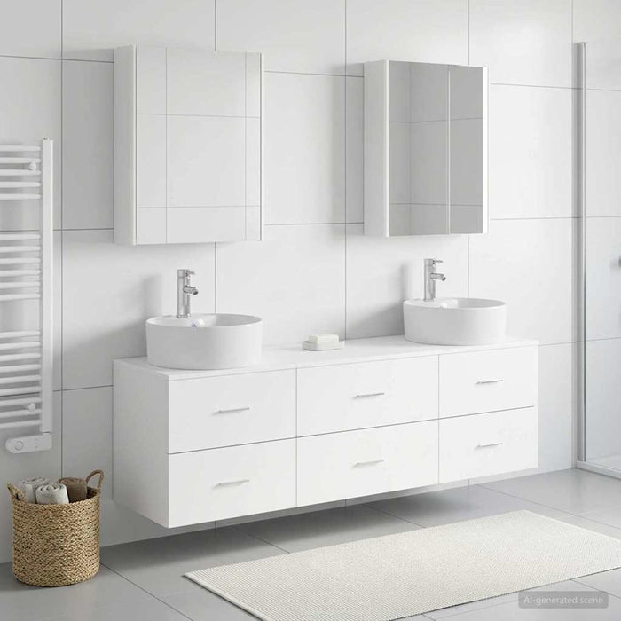 Set de mobilier pentru baie 5 buc. Alb Lemn prelucrat și sticlă WALTI