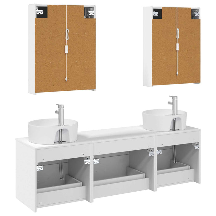Set de mobilier pentru baie 5 pcs Alb Lemn prelucrat și sticlă WALTI