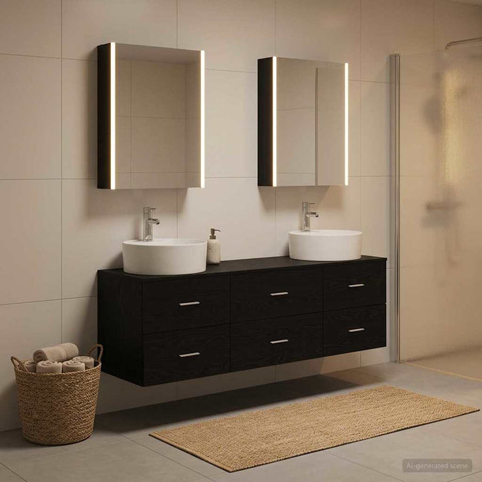 Set de mobilier pentru baie 5 pcs Stejar Negru WALTI